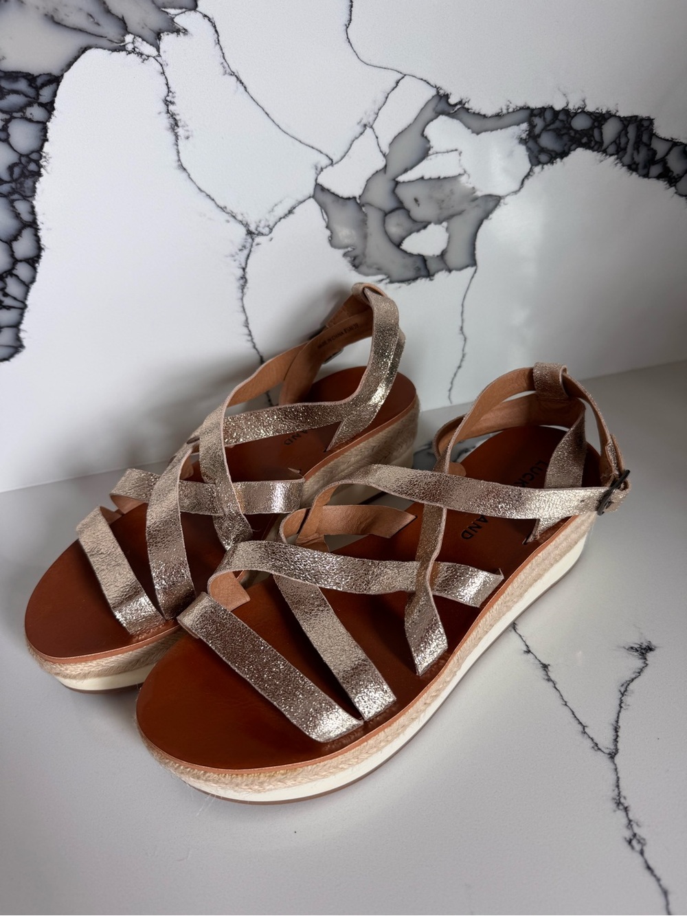 Women’s Metallic Strappy Platform Sandals - Gold